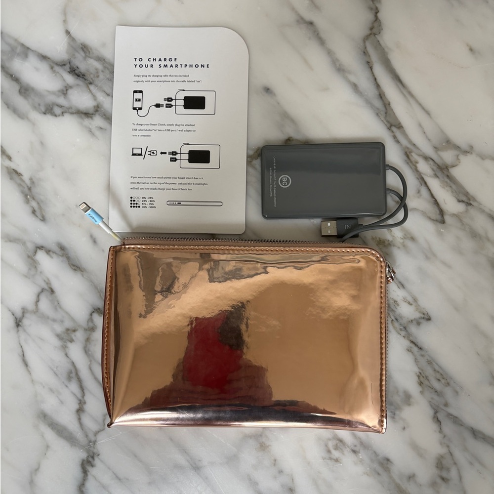Rose Gold Metallic Clutch with Charger